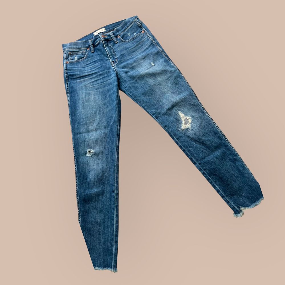 Madewell High Rise Skinny Distressed Raw Hem Jeans Size 29